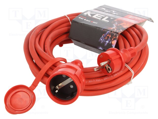 Extension lead; Sockets: 1; rubber; red; 3x2,5mm2; 10m; 16A