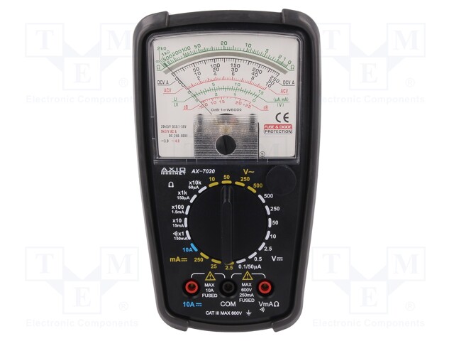Analogue multimeter; Features: universal; VAC: 10/50/250/500V