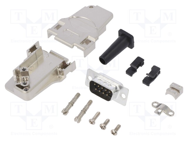 D-Sub; PIN: 9; male; shielded,with strain relief; angled 45°