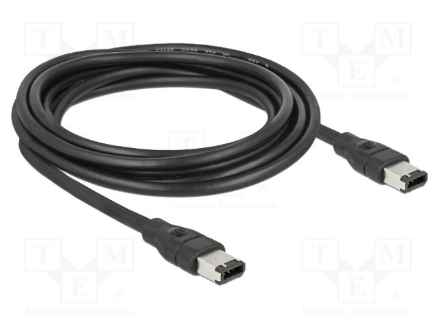 Cable; FireWire 6pin plug,both sides; 3m; black; Øcable: 6mm