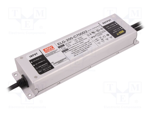 Power supply: switched-mode; LED; 150.5W; 142÷286VDC; 700mA; IP67