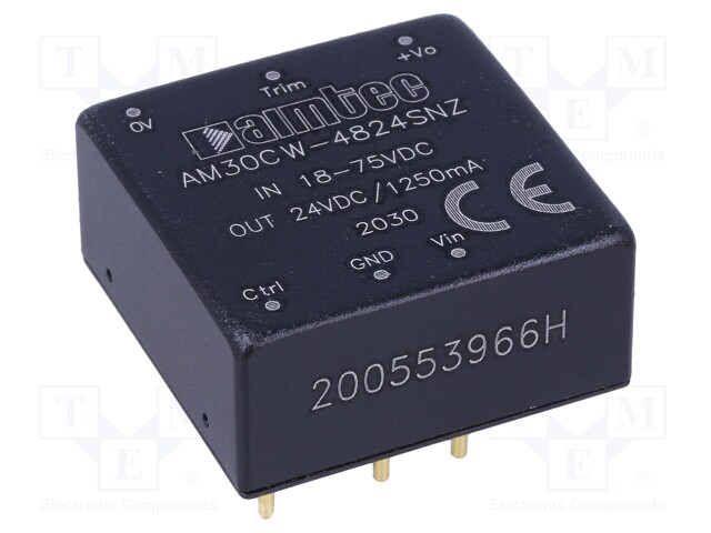 Converter: DC/DC; 30W; Uin: 18÷75V; 24VDC; Iout: 1.25A; 1"x1"; 18.4g