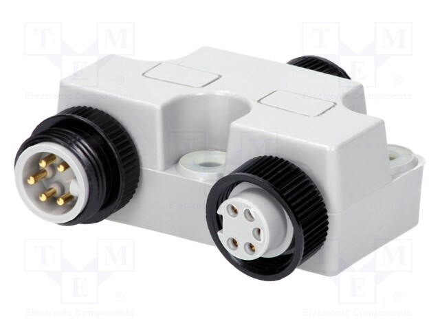 T adapter; PIN: 5; Y; Mini-Change; 8A; IP67; 600V