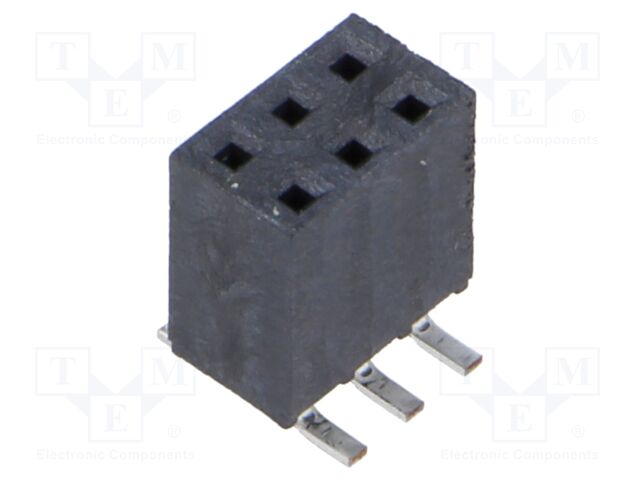 Connector: pin strips; female; PIN: 6; 2.54mm; gold flash; SMT