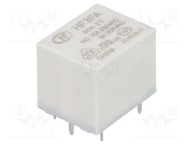 Relay: electromagnetic; SPDT; Ucoil: 5VDC; 10A/277VAC; 10A/28VDC