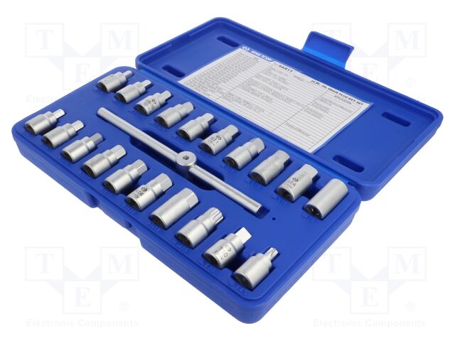 "SOCKET SET 3/8"" FOR OIL PLUGS, HEX 8 - 17mm, SQUARE 7 - 14