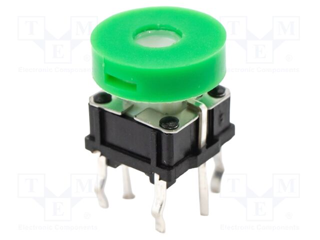 Microswitch TACT; SPST-NO; Pos: 2; 0.05A/12VDC; THT; LED; green