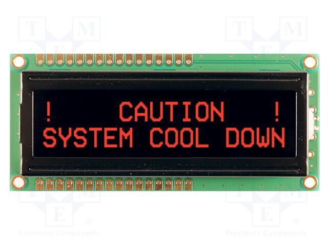 Display: LCD; FSTN Negative; 16x2; black; 80x36mm; LED; 1x16; 5V