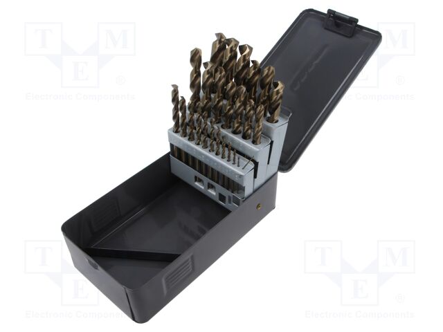Drill set; for metal; high speed steel cobalt HSS-Co; 25pcs.
