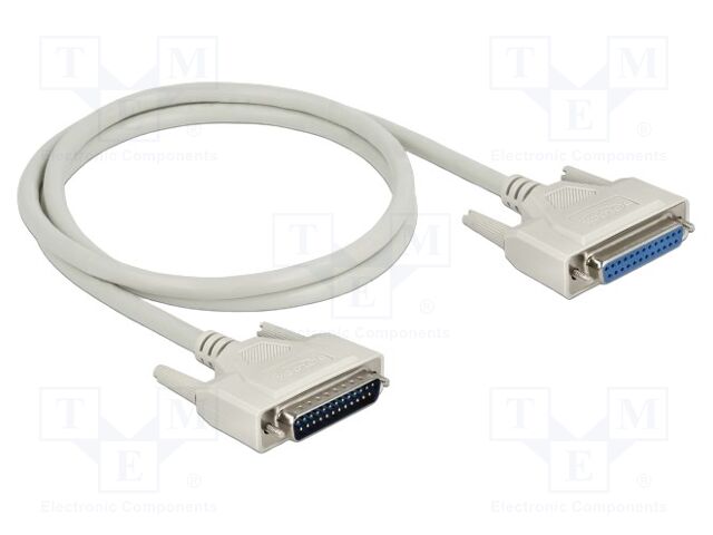 Cable; D-Sub 25pin socket,D-Sub 25pin plug; Len: 1m; beige