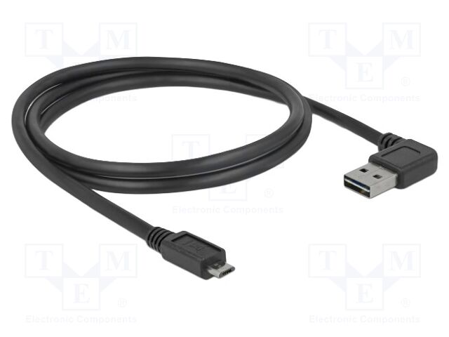 Cable; USB 2.0; gold-plated; 1m; black; 24AWG,28AWG; 480Mbps