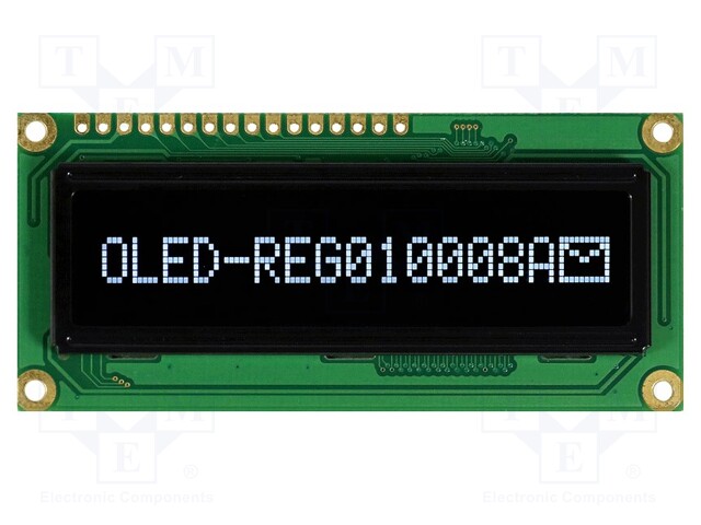 Display: OLED; graphical; 100x8; Window dimensions: 66x16mm; white