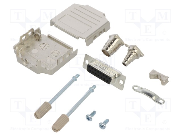 D-Sub; PIN: 15; female; shielded,metalized; straight; soldering