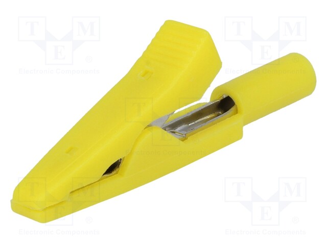 Crocodile clip; 10A; 60VDC; yellow; Overall len: 41.5mm