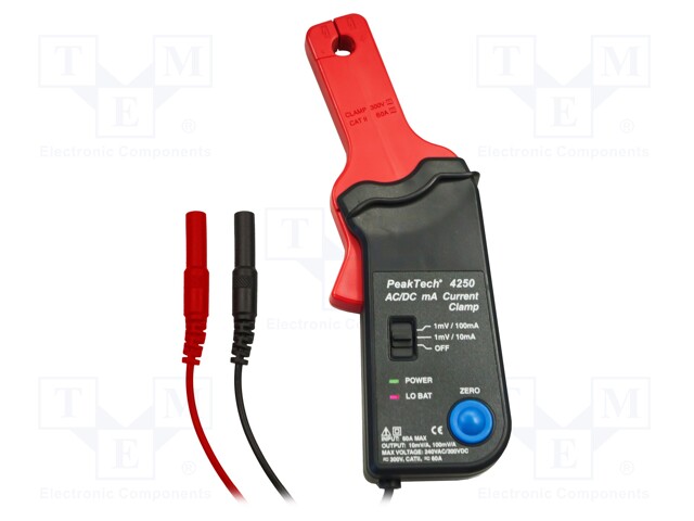 AC/DC current clamp adapter; Øcable: 9mm; I DC: 60A; I AC: 60A