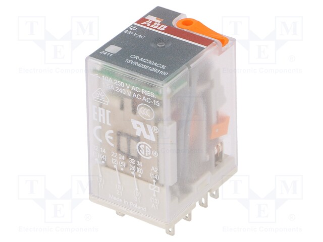 Relay: electromagnetic; 3PDT; Ucoil: 230VAC; 10A; max.250VDC