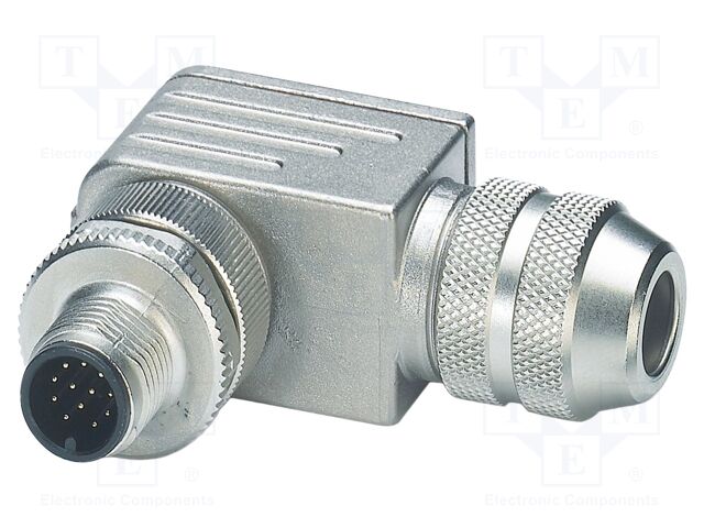 Connector: M12; plug; PIN: 12; 30V; angled; IP67; soldering; A code