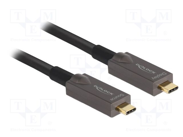 Cable; optical; USB C plug,both sides; 8m; black; 10Gbps