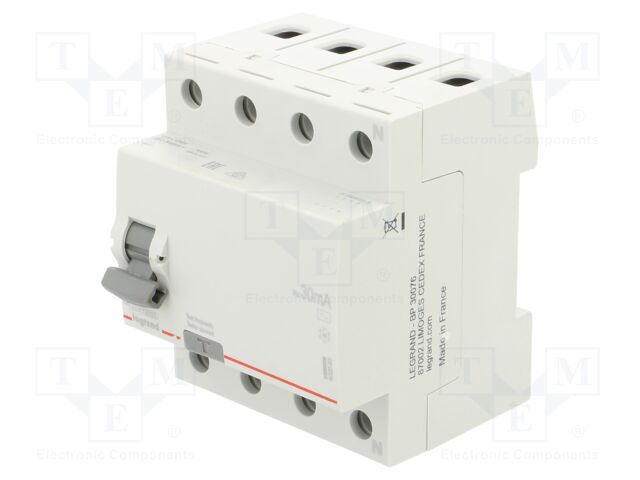 RCD breaker; Inom: 40A; Ires: 30mA; Max surge current: 250A; 400VAC