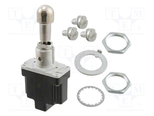 Switch: toggle; Pos: 3; SP3T; (ON)-OFF-ON; 6A/230VAC; 15A/28VDC