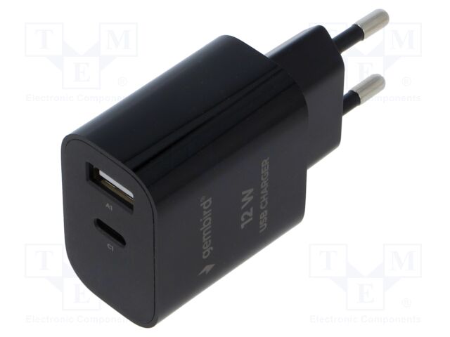 Power supply: switching; mains,plug-in; 5VDC; 2.4A; 12W; black