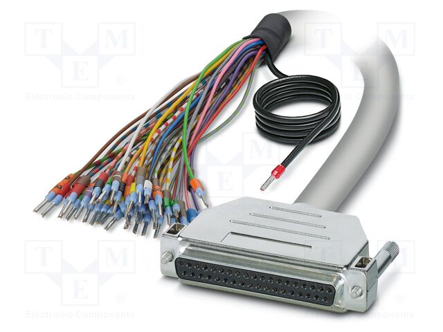 Cable; D-Sub 37pin socket,wires; PVC; Len: 10m; grey; Core: Cu; IP54