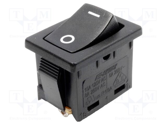 ROCKER SWITCH, SPST, 15A, 125VAC, BLACK