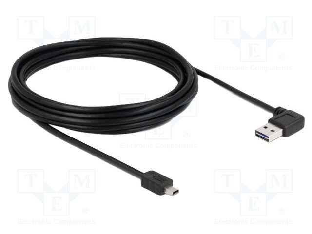 Cable; USB 2.0; gold-plated; 5m; black; 22AWG,26AWG; 480Mbps