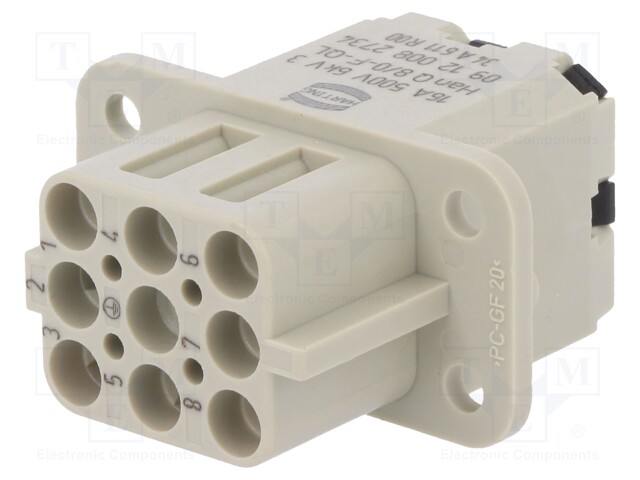 Connector: HDC; female; Han Q; PIN: 8; Compact