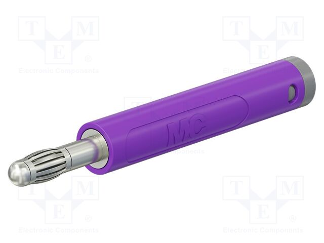 Connector: 4mm banana; plug; 19A; 30VAC; 60VDC; violet; soldered