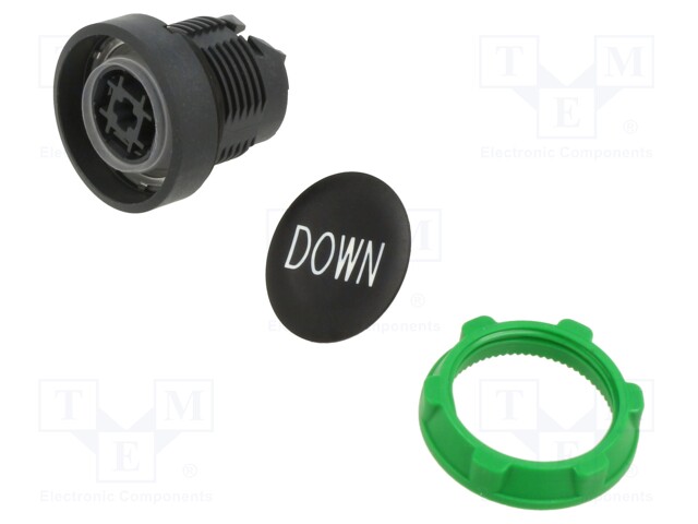 Switch: push-button; Stabl.pos: 1; 22mm; black; Illumin: none; IP66