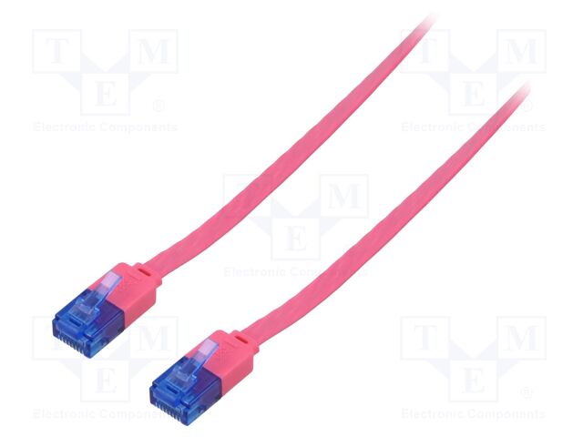 Patch cord; U/UTP; 6a; stranded; Cu; PVC; pink; Len: 2m; 32AWG
