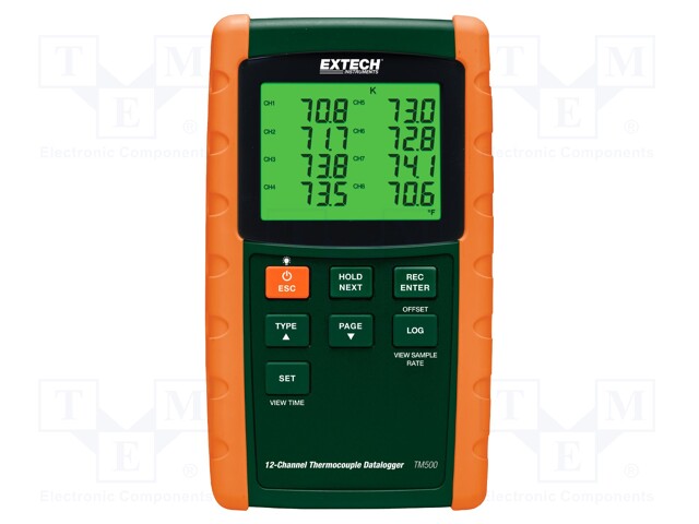 Data logger; temperature; ±(0,4% + 1°C); 225x125x64mm; 830g