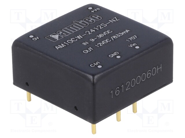 Converter: DC/DC; 10W; Uin: 9÷36V; 12VDC; Iout: 0.83A; 1"x1"; 15g