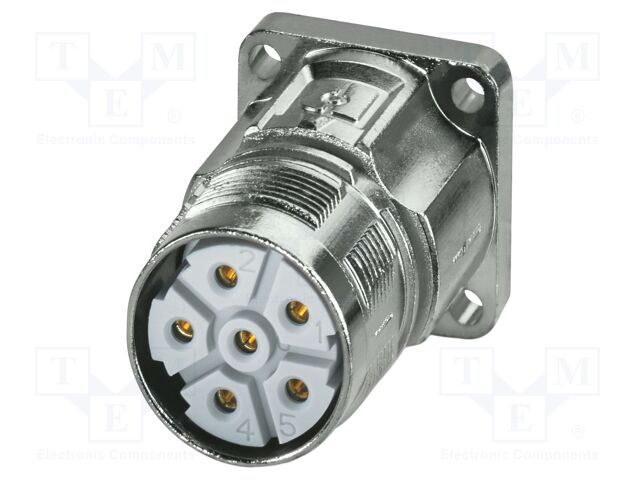 Connector: M23; socket; PIN: 6; crimped; straight; IP68; M23 PRO; 30A