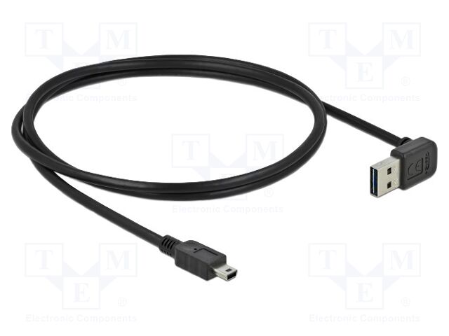 Cable; USB 2.0; gold-plated; 1m; black; 24AWG,28AWG; 480Mbps