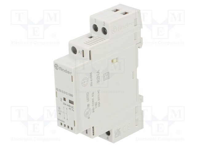 Contactor: 2-pole installation; 25A; 12VAC; 12VDC; NO x2; DIN; IP20