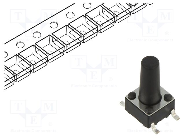 Microswitch TACT; SPST; Pos: 2; 0.05A/12VDC; SMT; 1.57N; 6x6x3.5mm