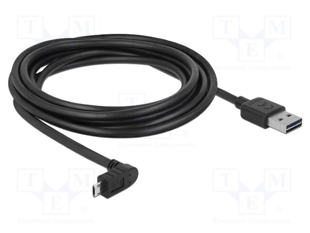 Cable; USB 2.0; gold-plated; 3m; black; 24AWG,28AWG; 480Mbps