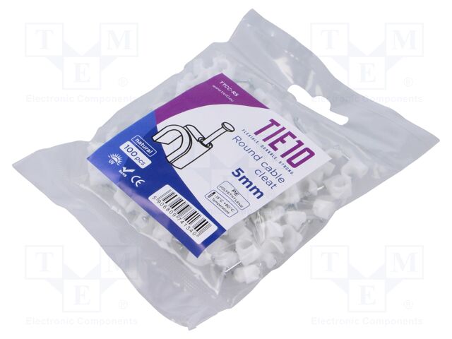 Holder; natural; on round cable; 100pcs; with a nail; 5mm