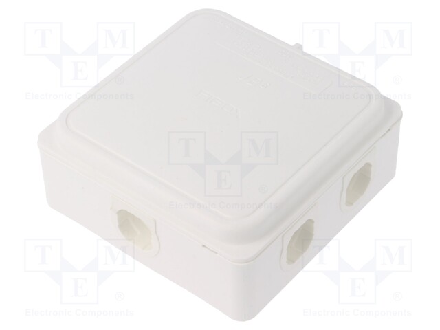 Enclosure: junction box; X: 110mm; Y: 110mm; Z: 49mm; polypropylene