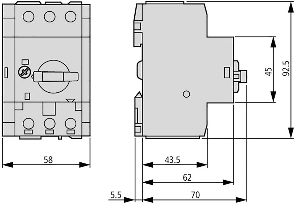 Switch-disconnector; Poles: 2; DIN; 63A; P-SOL; IP20; 1÷35mm2