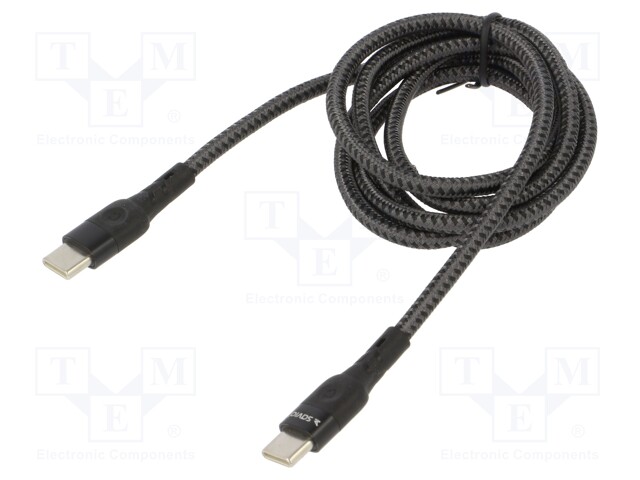 Cable; USB 2.0; USB C Power Delivery,both sides; 1m; black; 60W