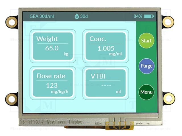 Display: TFT; 320x240; Illumin: LED; Dim: 76.9x63.9mm; 3.3V