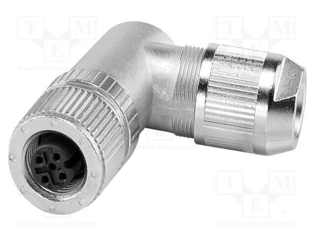 Connector: M12; plug; PIN: 5; 48V; angled; IP65; push-lock; A code; 4A