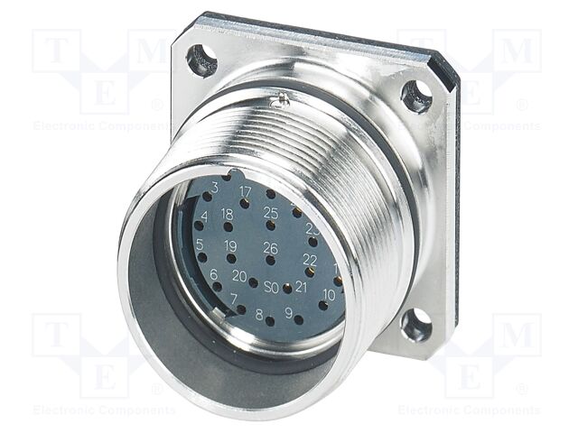 Connector: M27; socket; PIN: 26; female; IP67; HC; soldering; 48V; 8A