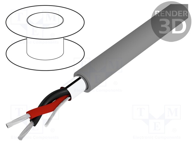 Wire; CSA CMG FT4,UL AWM 2464,UL CM; 1x2x24AWG; Al-PET foil; PVC