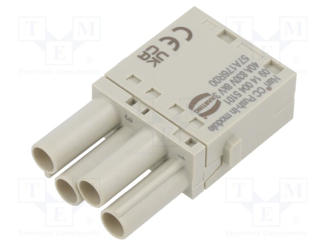 Connector: HDC; module; female; Han-Modular®; PIN: 4; push-in; 40A