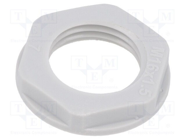 Nut; M16; polyamide; 22mm; light grey; Thread: metric; Pitch: 1.5