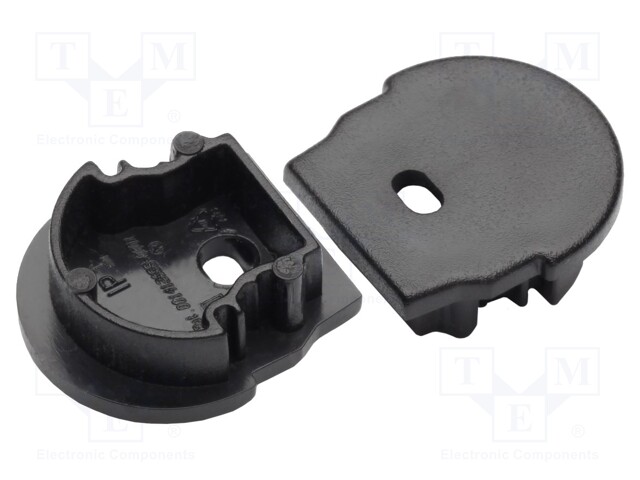 Cap for LED profiles; black; ABS; Application: UNI12